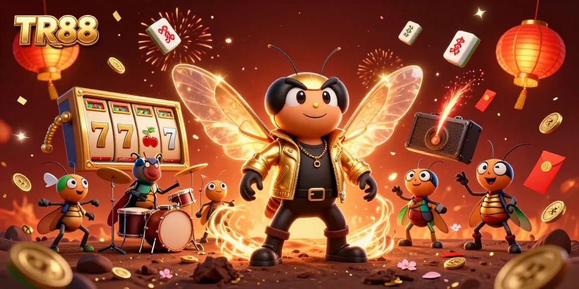 Engage in thrilling gameplay with TR88 as a rock star cicada leads the celebration of lucrative wins.