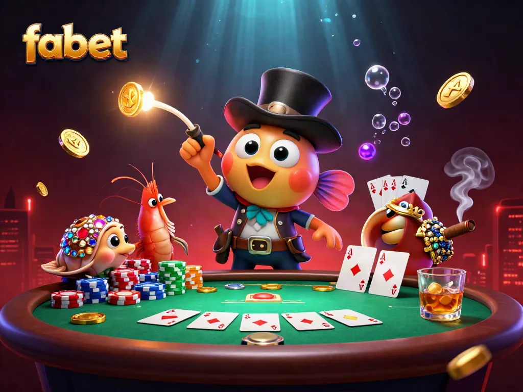 Experience the thrill of fabet's vibrant underwater casino adventure with glowing treasures and poker elements.