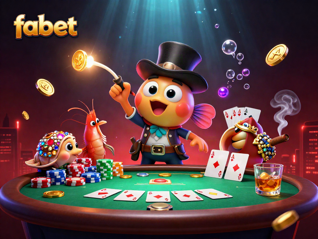 Experience the thrill of fabet's vibrant underwater casino adventure with glowing treasures and poker elements.