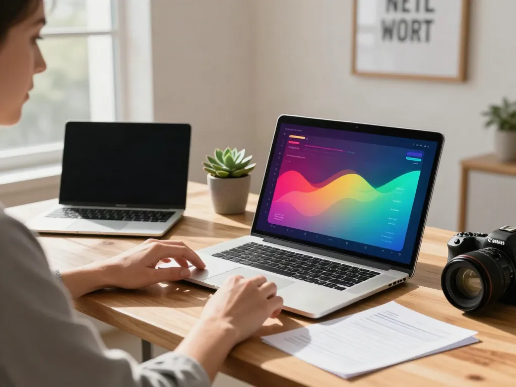 Understanding how much is yours worth? in a bright home office with financial documents and a laptop.